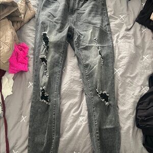 Distressed Gray Women's Jeans